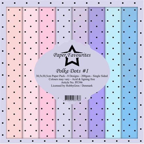 Paper Favourites Polka Dots 8 ark 30,5x30,5cm 200g
